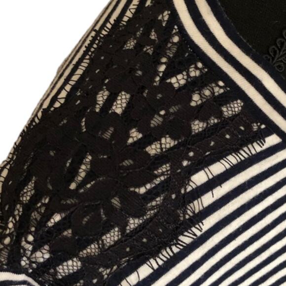 J.Crew White Black Striped Lace DetailLong Sleeve XXS - Picture 2 of 7